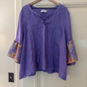 HARIS COTTON PURPLE LINEN TUNIC SIZE XL